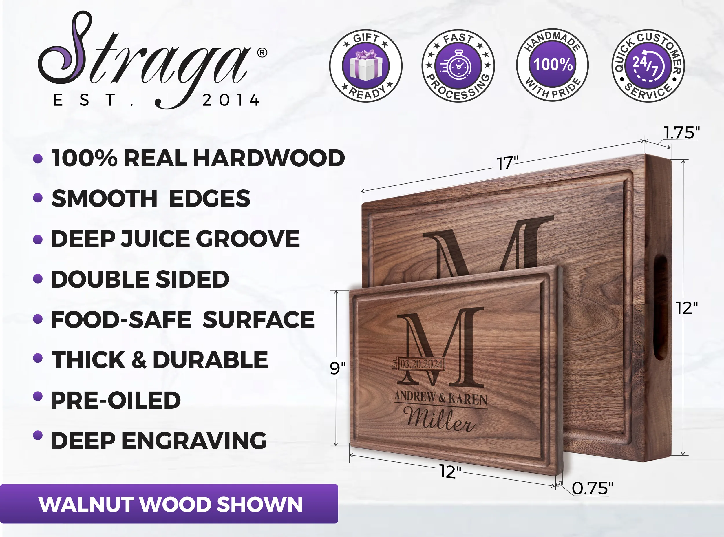 personalized monogram cutting board