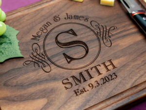 handmade custom engraved board with names date and last name for birthday