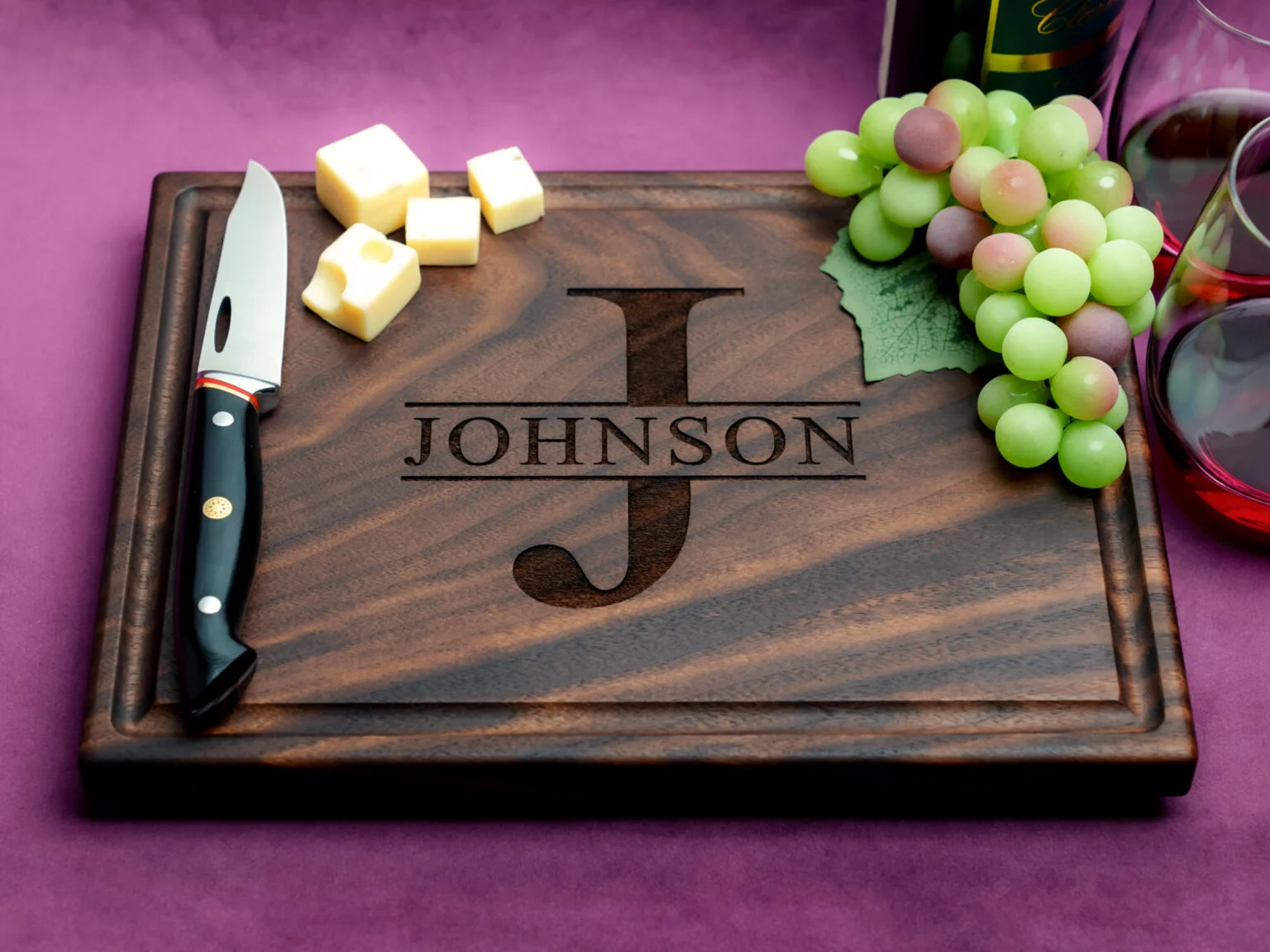 personalized natural hardwood cutting board for bridal shower housewarming or wedding