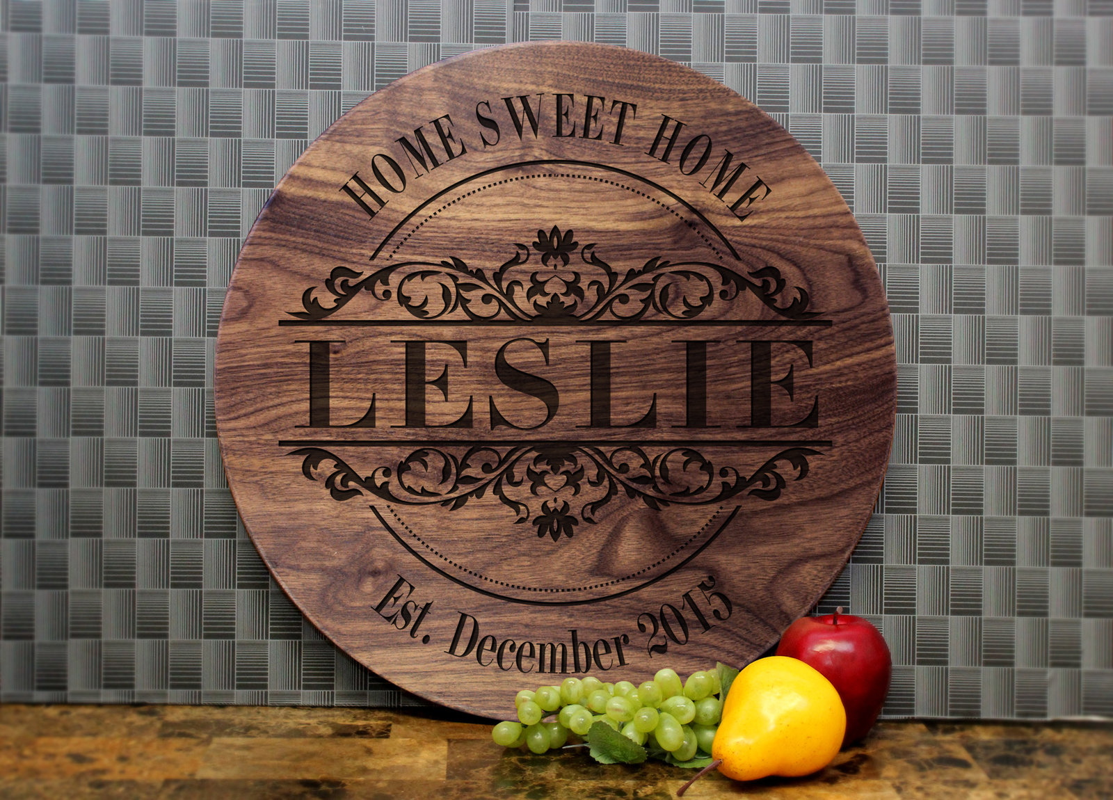 Round Vintage Personalized Hardwood Sign 010 Straga Products
