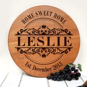 Personalized Natural Walnut or Mahogany Hardwood Sign. Christmas, Wedding or Housewarming Gift for Parents, Wife, Husband or Friend. Vintage Design #010