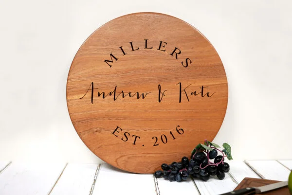 Personalized Natural Walnut or Mahogany Hardwood Sign. Christmas, Wedding or Housewarming Gift for Parents, Wife, Husband or Friend. Contemporary Couples Design #026