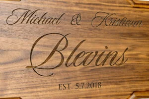 Personalized Natural Walnut Hardwood Sign. Christmas, Wedding or Housewarming Gift for Parents, Wife, Husband or Friend. Classic Family Name Design #4