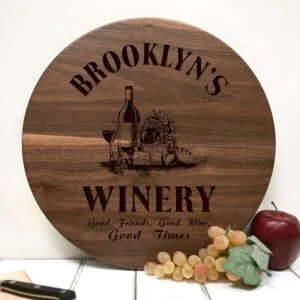 Personalized Natural Walnut or Mahogany Hardwood Sign. Christmas, Wedding or Housewarming Gift for Parents, Wife, Husband or Friend. Winery with Name Design #304