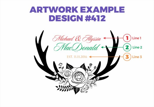 Floral Antler Design #412 - Block