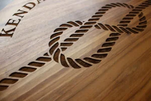 Personalized Natural Walnut or Mahogany Hardwood Sign. Christmas, Wedding or Housewarming Gift for Parents, Wife, Husband or Friend. Tying the Knot Design #805