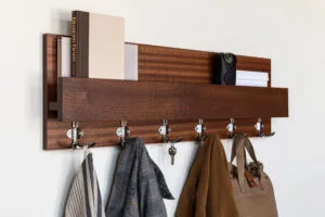 Hardwood Entryway Mail Key Organizer, Modern Rustic Mail Letter Holder , Handmade Key Storage, Wall-mounted Coat Rack, Home Decor, Shelf #1