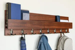Hardwood Entryway Mail Key Organizer, Modern Rustic Mail Letter Holder , Handmade Key Storage, Wall-mounted Coat Rack, Home Decor, Shelf #1