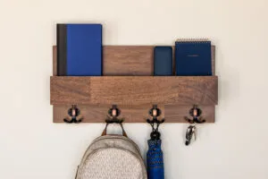 Hardwood Entryway Mail Key Organizer, Modern Rustic Mail Letter Holder , Handmade Key Storage, Wall-mounted Coat Rack, Home Decor, Shelf #1