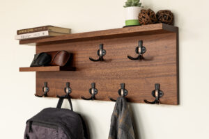 Custom Hardwood Coat and Key Storage, Glasses Rack, Modern Natural Handmade Entryway Organizer, Floating Shelf #5