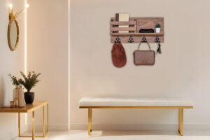 Handmade Natural Wood Coat and Letter holder for house or apartment
