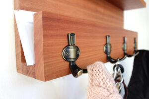 Natural Hardwood Mail Key Organizer, Modern Rustic Entryway Shelf, Handmade Coat Rack, Letter Holder, Home Decor, Floating Shelf #2