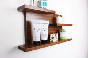 Bathroom and Kitchen Floating Shelf, Hardwood Storage and Decor, Cosmetics Organizer #7