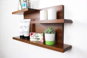 Bathroom and Kitchen Floating Shelf, Hardwood Storage and Decor, Cosmetics Organizer #7