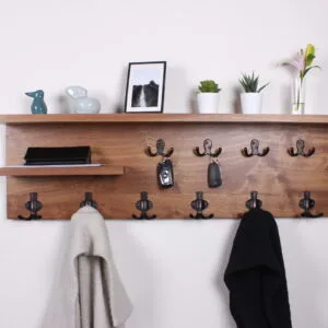 Custom Hardwood Coat and Key Storage, Glasses Rack, Modern Natural Handmade Entryway Organizer, Floating Shelf #5