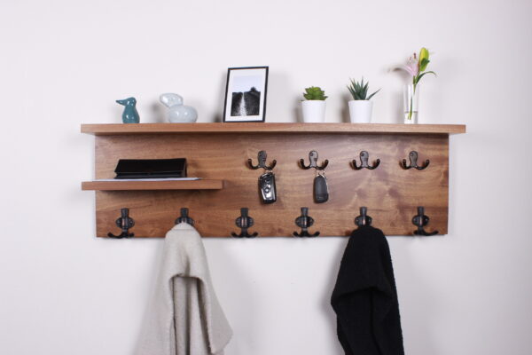 Custom Hardwood Coat and Key Storage, Glasses Rack, Modern Natural Handmade Entryway Organizer, Floating Shelf #5