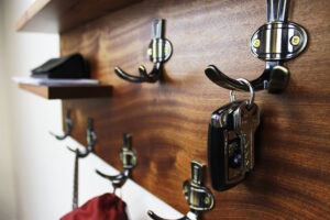 Custom Hardwood Coat and Key Storage, Glasses Rack, Modern Natural Handmade Entryway Organizer, Floating Shelf #5