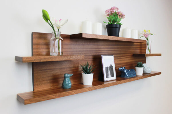 Hardwood Handmade Living Room Floating Shelf, Modern Rustic Wall Organizer #8