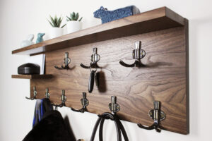 Custom Hardwood Coat and Key Storage, Glasses Rack, Modern Natural Handmade Entryway Organizer, Floating Shelf #5