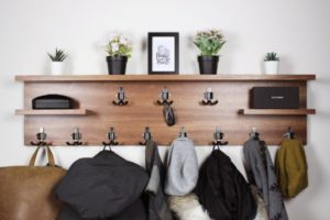 Custom Coat and Key Storage Handmade Entryway Organizer, Glasses Rack, Modern, Natural Hardwood, Floating Shelf #9