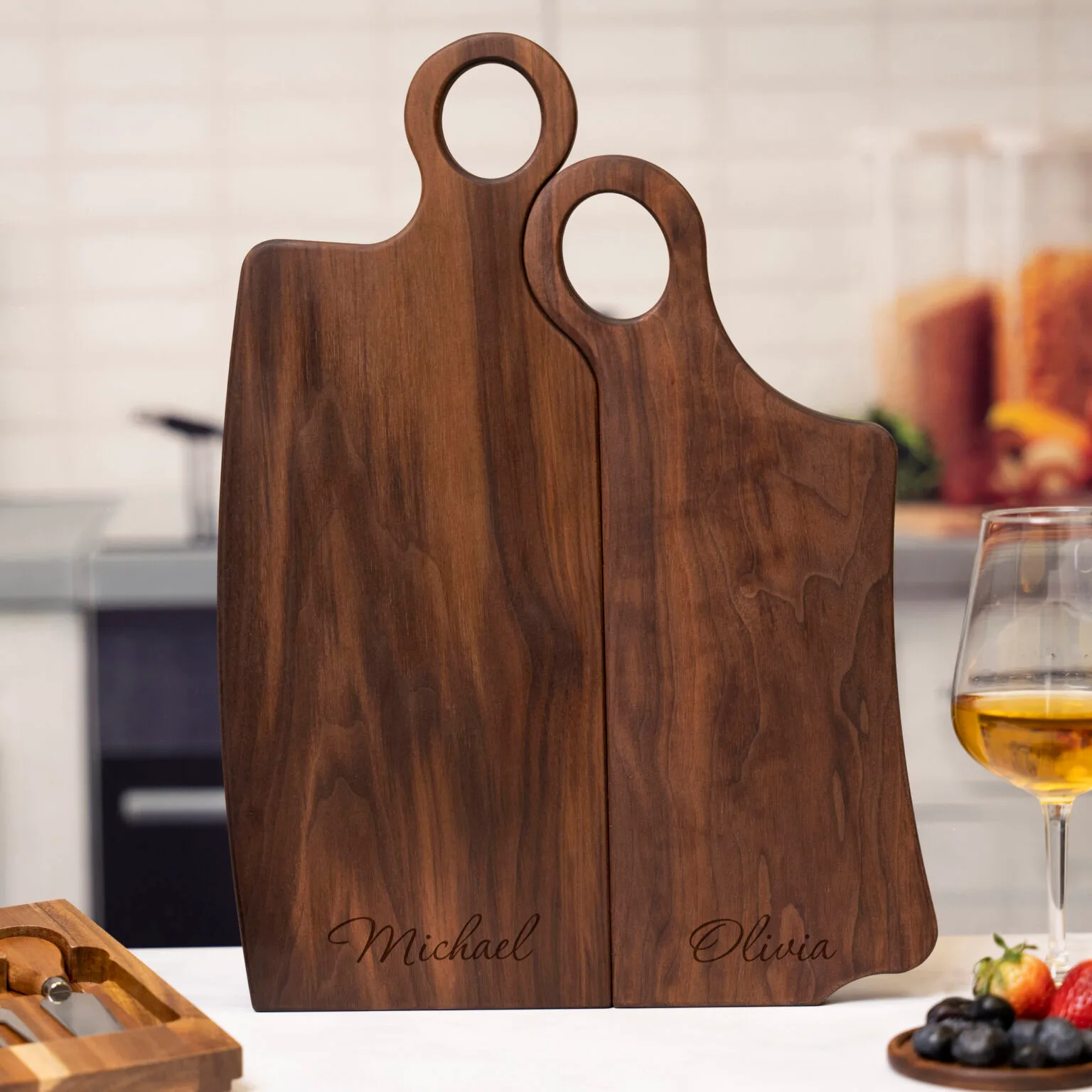 Walnut Personalized Mr. & Mrs. Cutting Boards Set