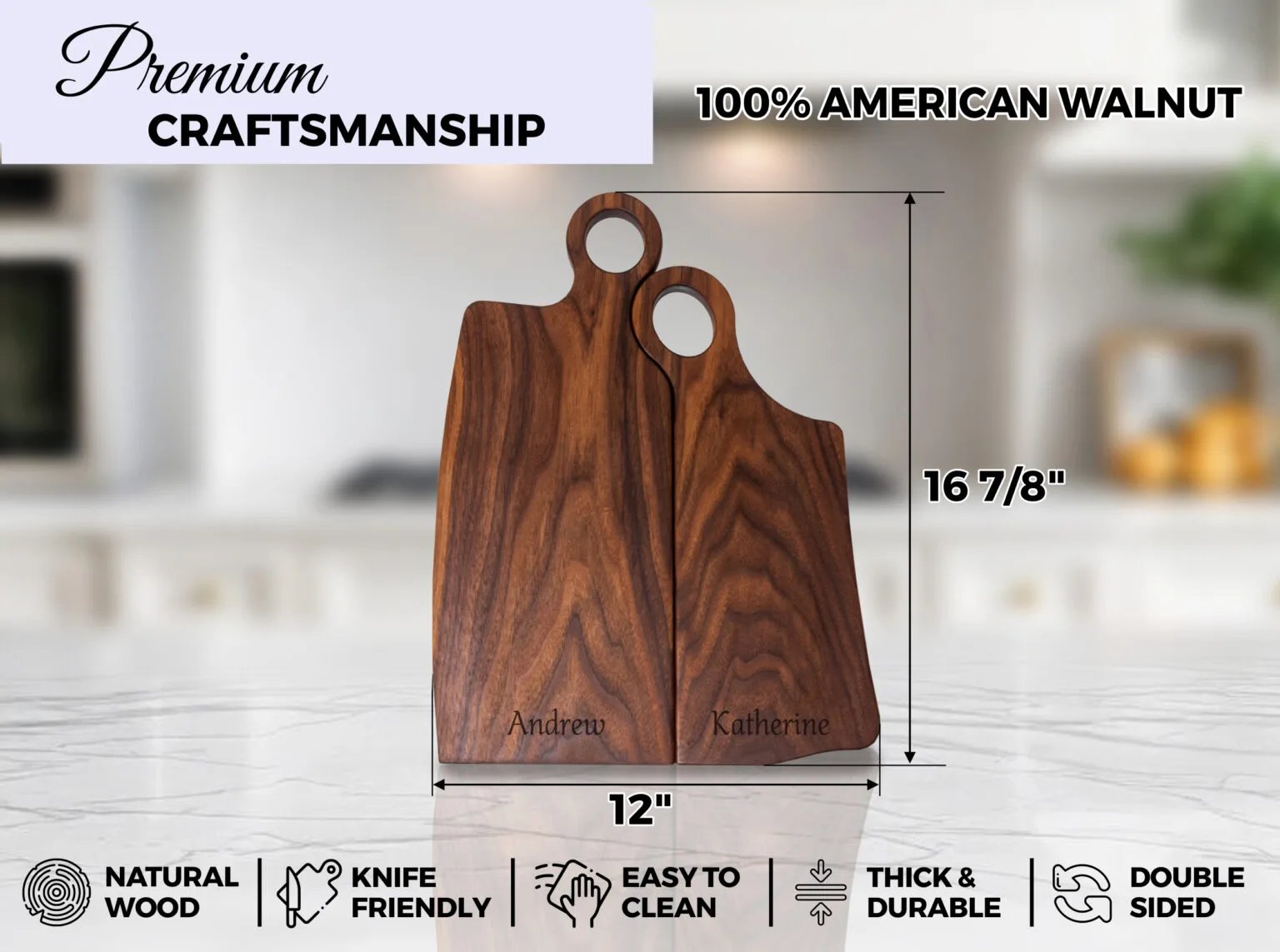 Walnut Personalized Mr. & Mrs. Cutting Boards Set