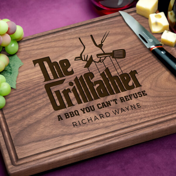 God father theme grill cutting board with dad name