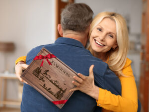 Woman received a retirement surprise gift engraved cutting board