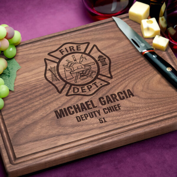 Personalized Cutting board Fire Fighter Chief gift