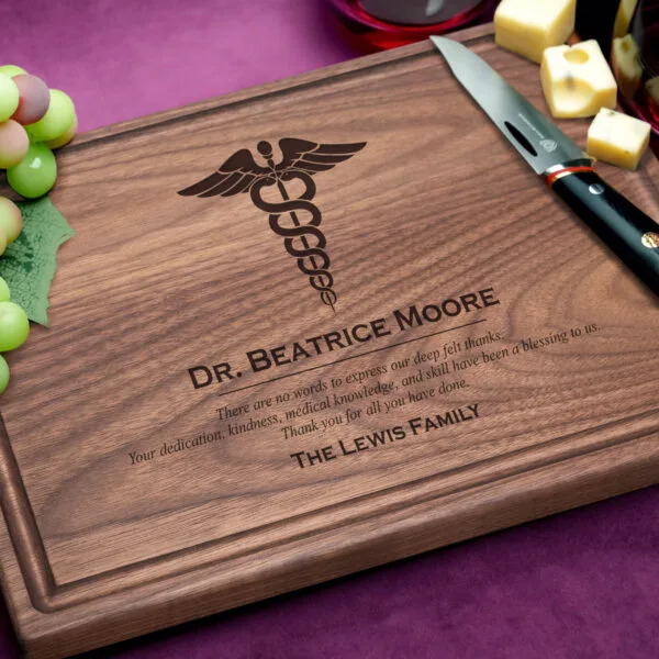 personalized retirement gift for doctor engraved cutting board plaque