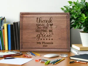 end of school year personalized cutting board gift for teacher