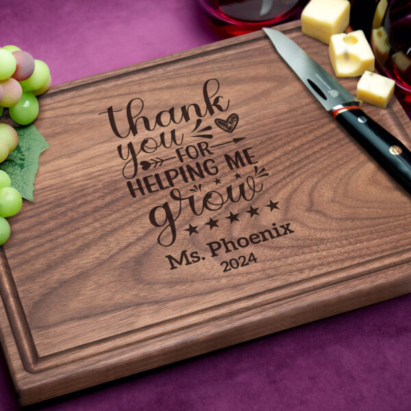 walnut wood personalized cutting board gift for daycare teacher