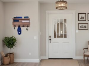 Functional Entryway organizer walnut hardwood beautiful shelf for house