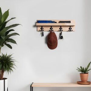 Natural Maple Hardwood Entryway Organizer for coats or dog leashes