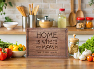 Home is where my mom is design engraved on cutting board