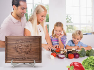 Personalized walnut cutting board for mom's birthday or family get-together