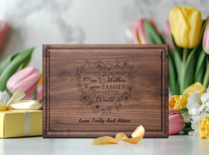 Handmade custom walnut cutting board for Mother's Day or Christmas present