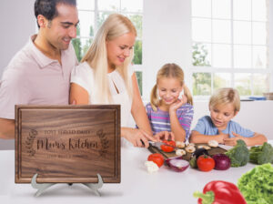 Personalized cutting board engraved with Mother's Day design