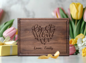 Custom engraved cutting board for mommy or wife gift from family