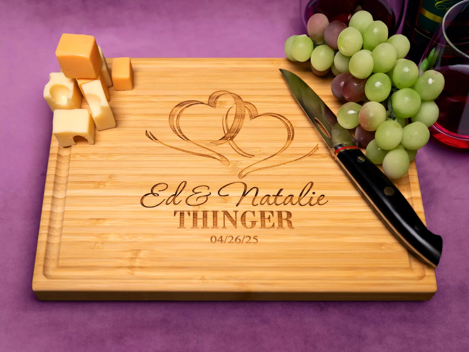 Handmade charcuterie board for wedding celebration or Valentine's Day