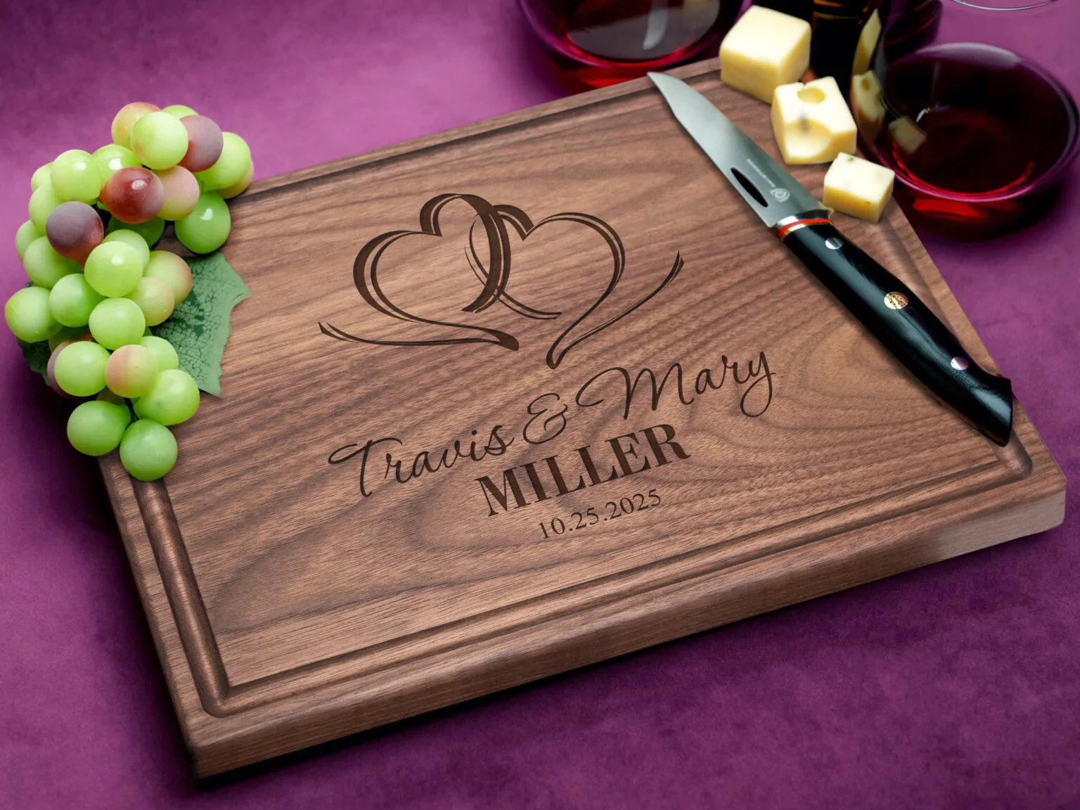 Custom real hardwood cutting board special gift for housewarming or birthday present