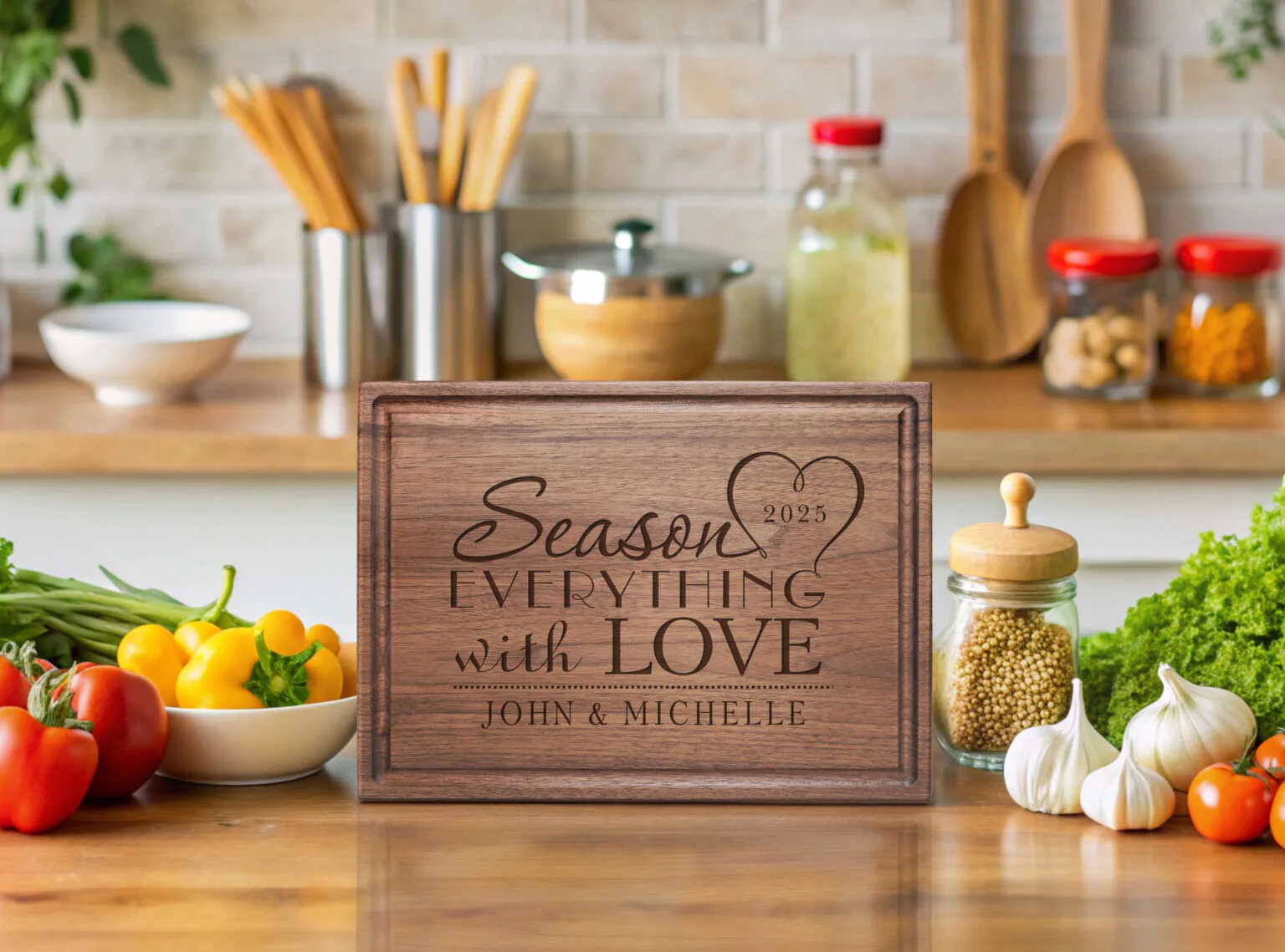 Walnut charcuterie board unique gift for wedding anniversary or engagement party