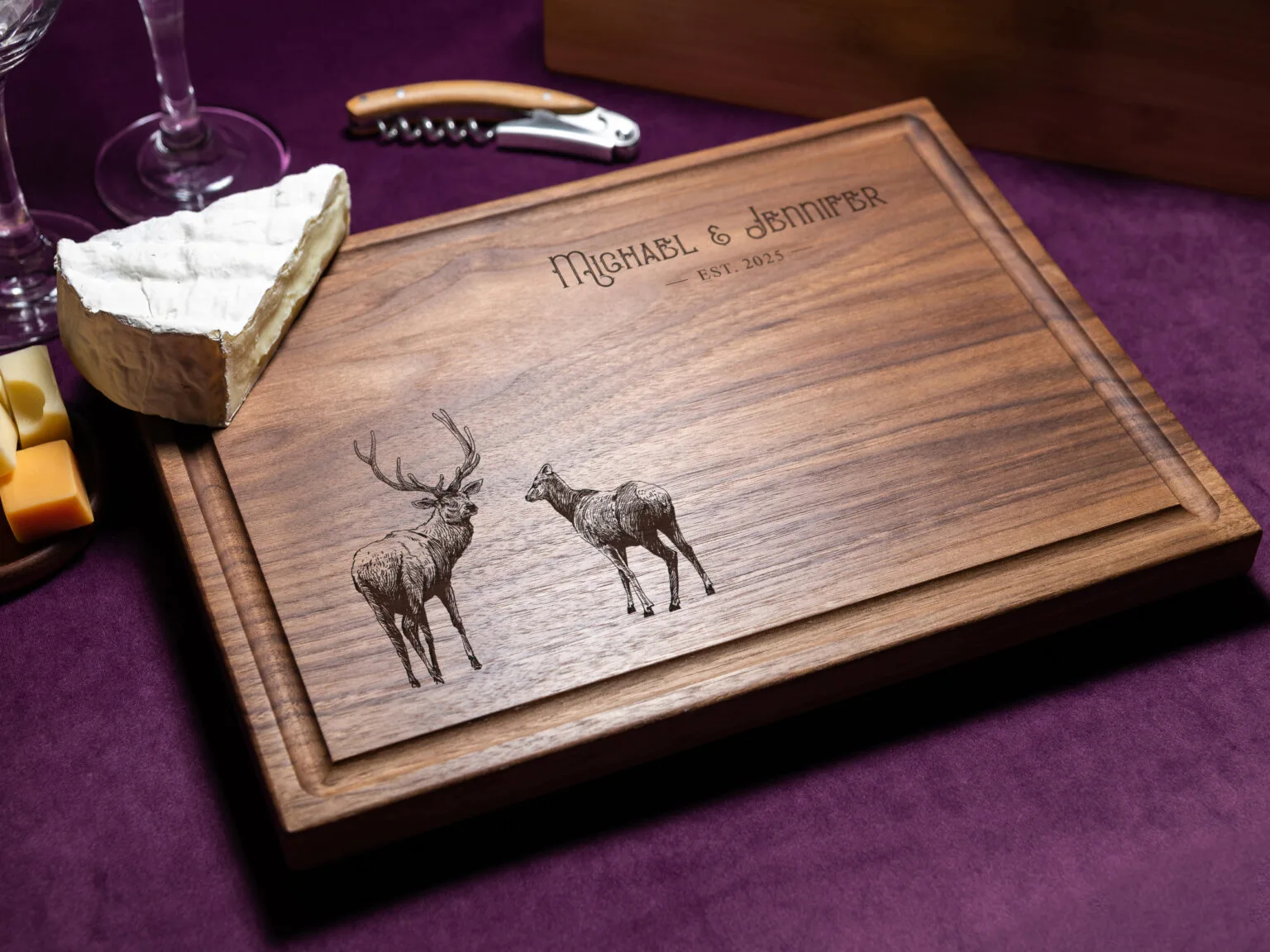 Custom walnut hardwood cutting board unique gift for housewarming party