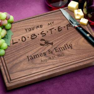 Personalized cutting board engraved with quote from Friends Tv show
