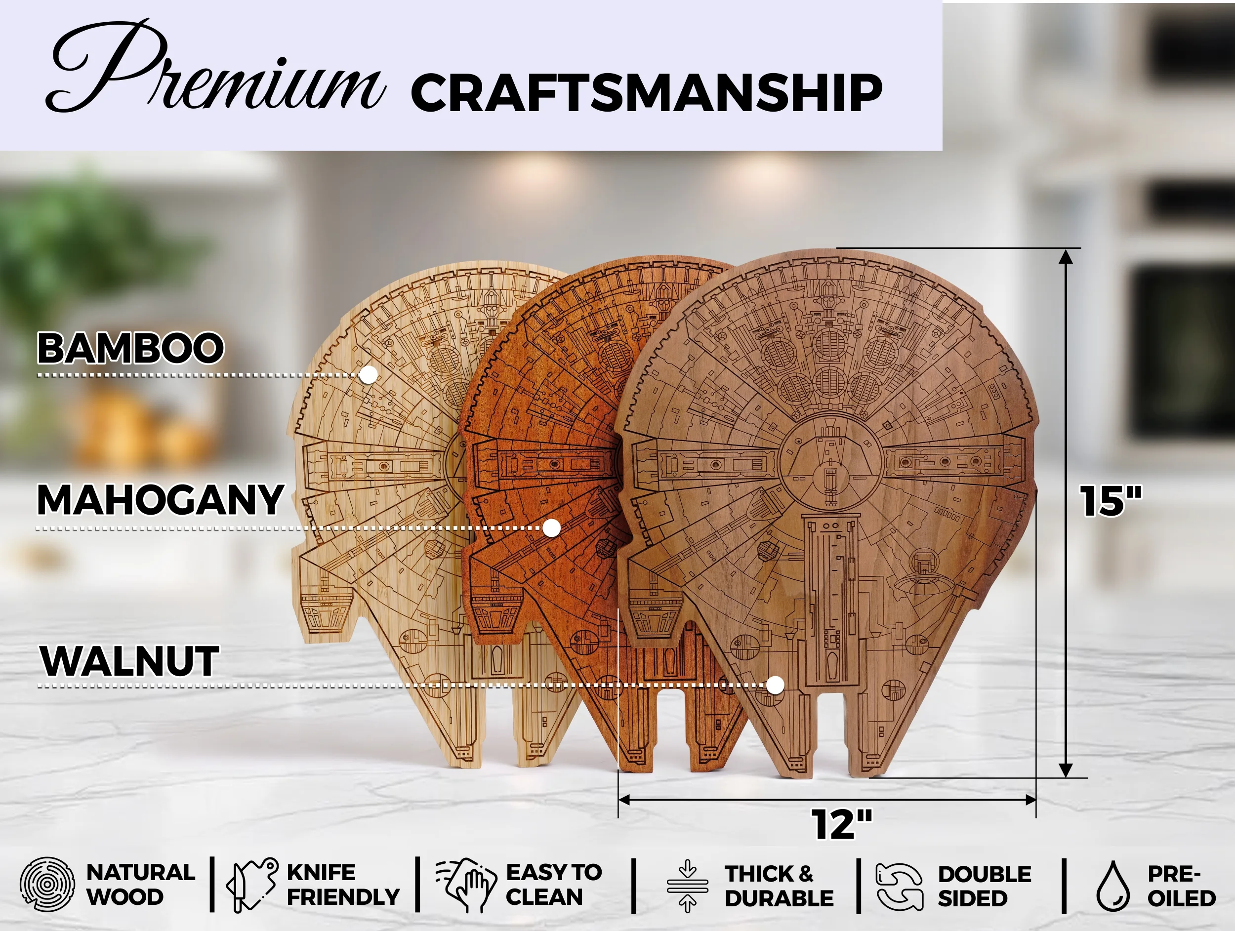 Millennium Falcon Cutting Board For Star Wars Fans