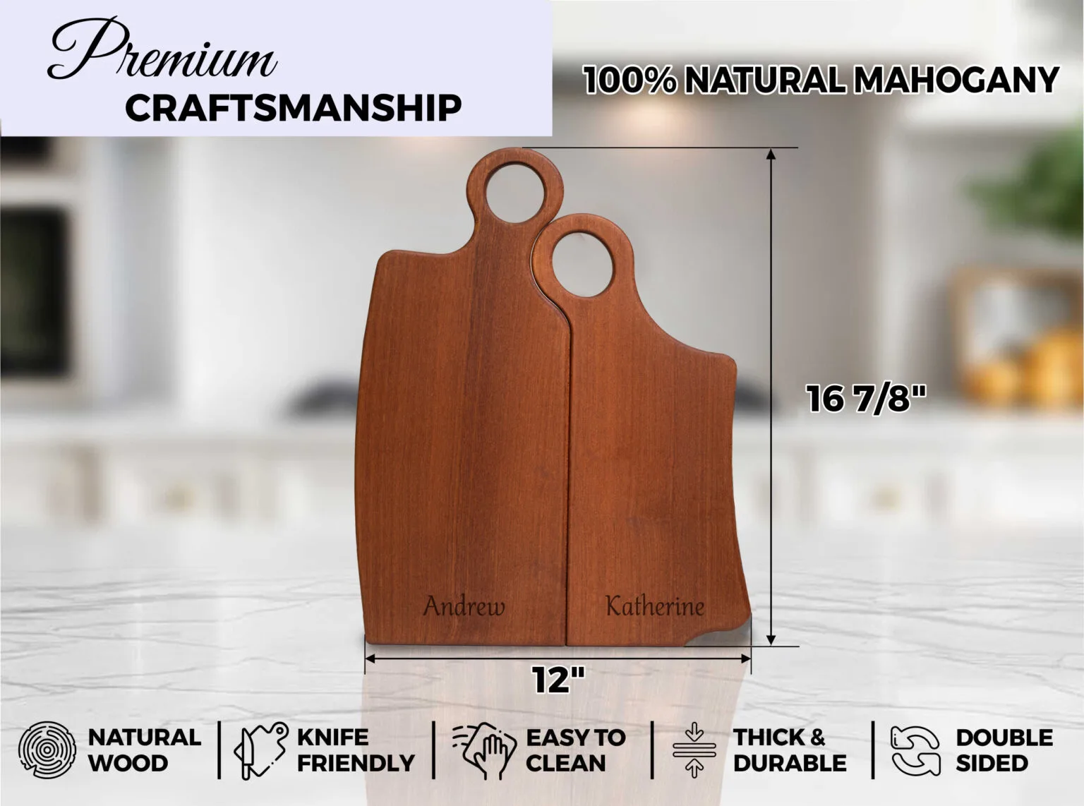 Mahogany Personalized Mr. & Mrs. Cutting Boards Set