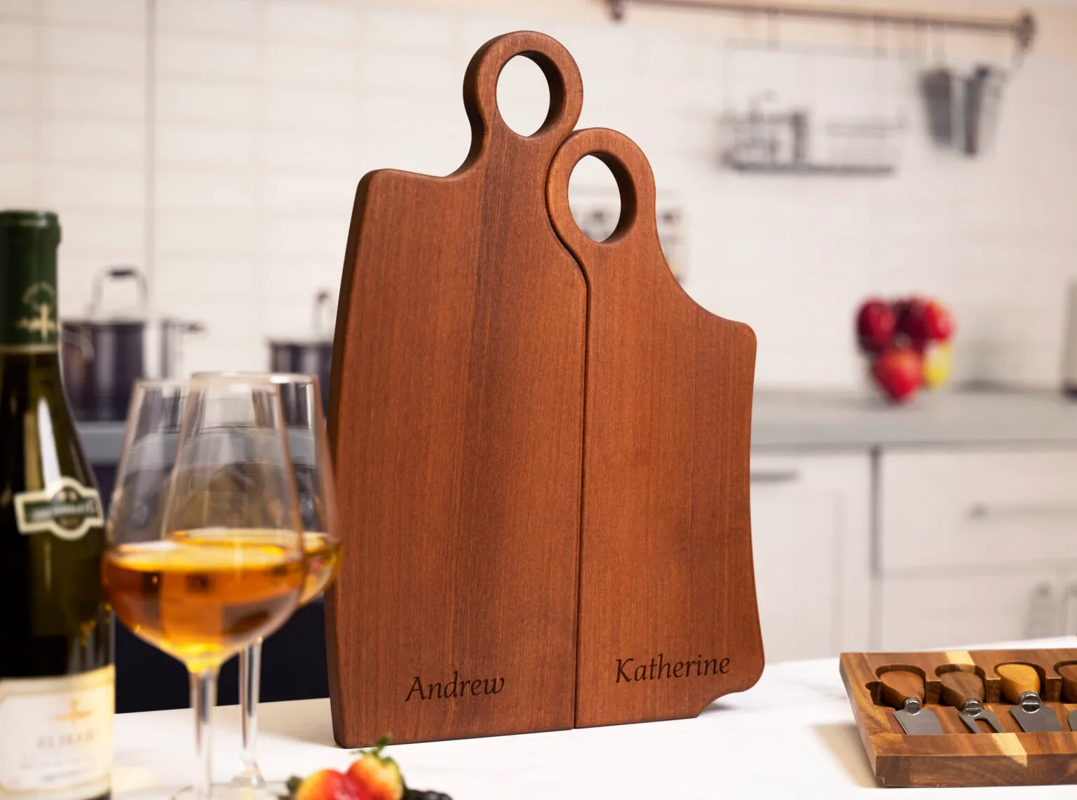 Mahogany Personalized Mr. & Mrs. Cutting Boards Set