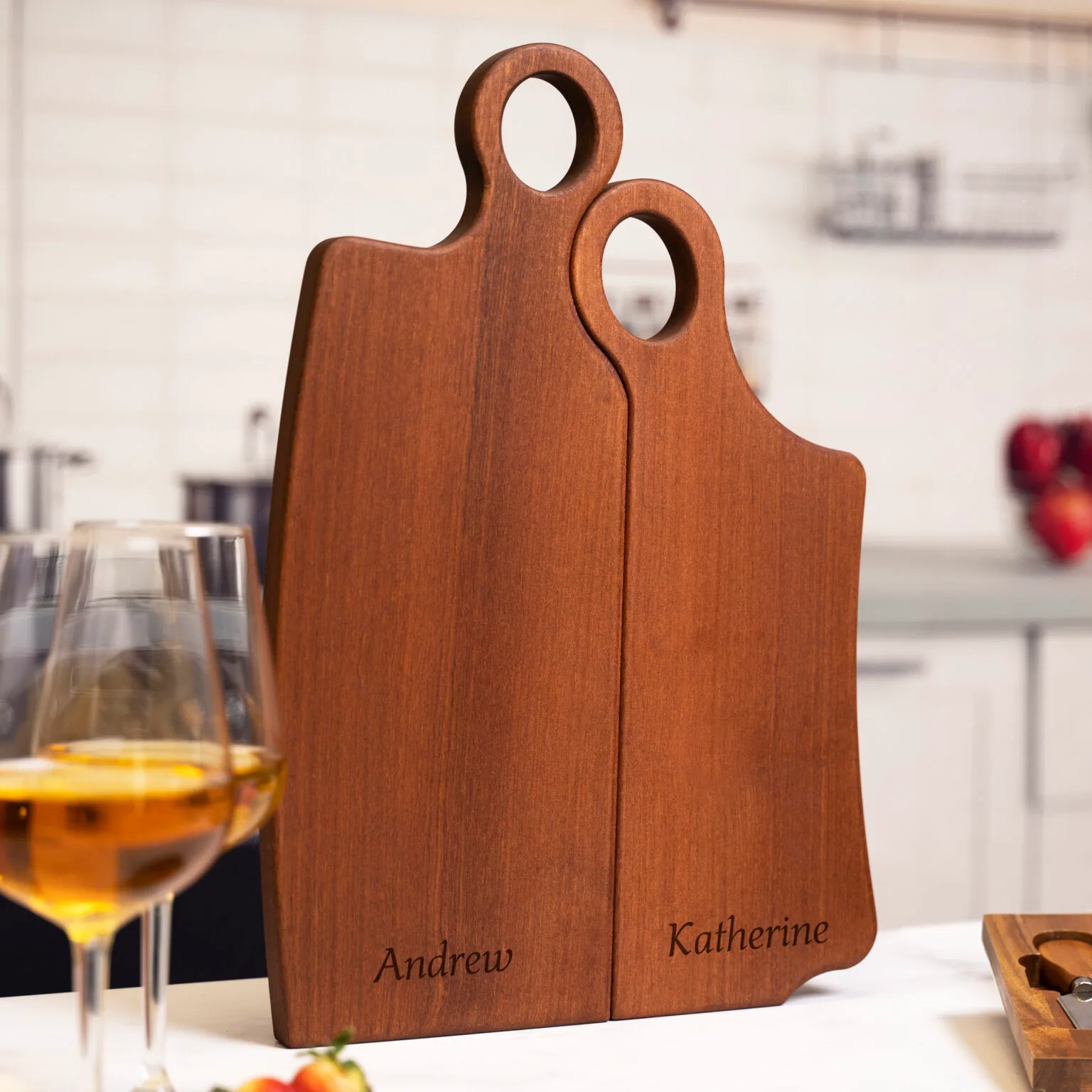 Mahogany Personalized Mr. & Mrs. Cutting Boards Set