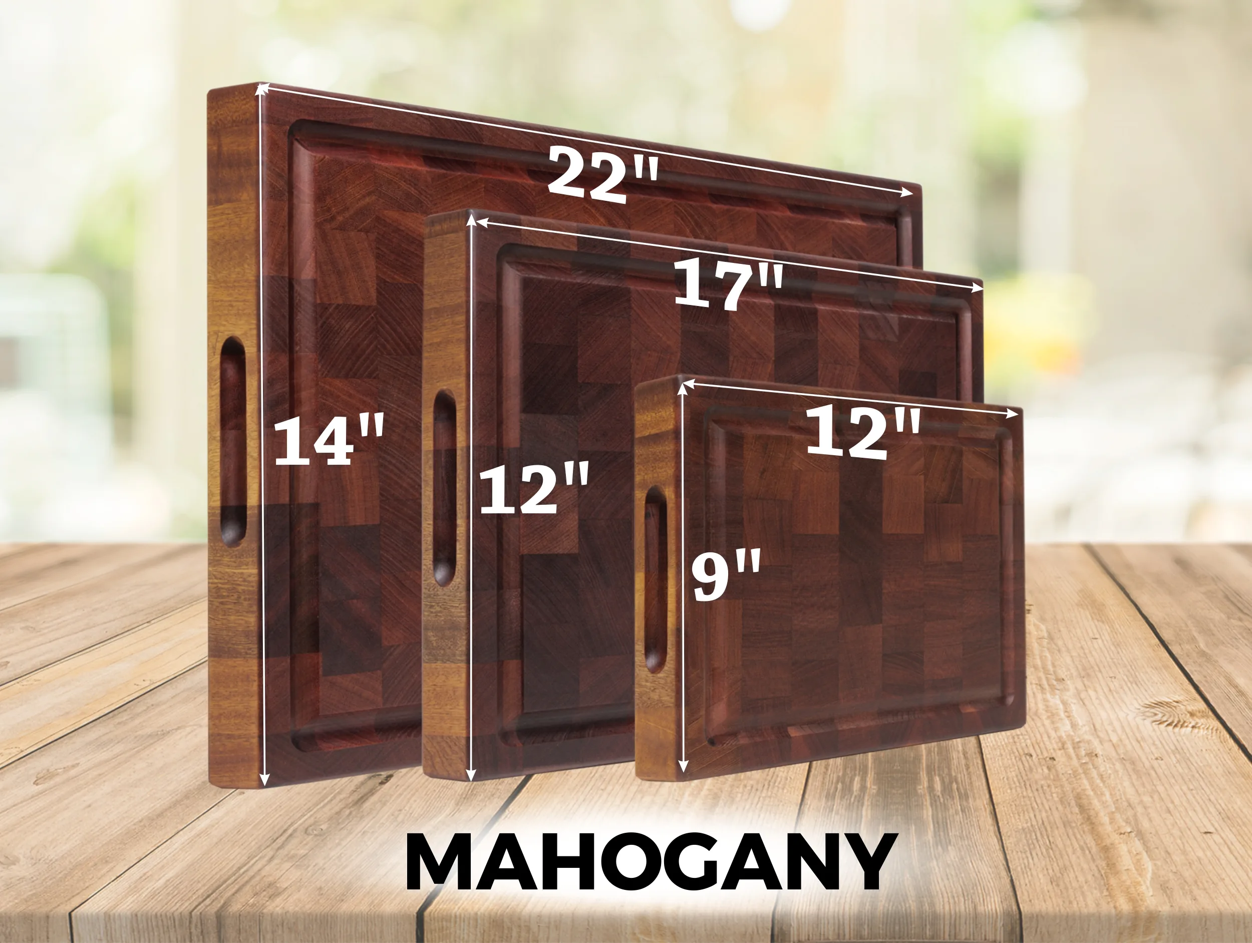 mahogany end grain chopping block sizes chart
