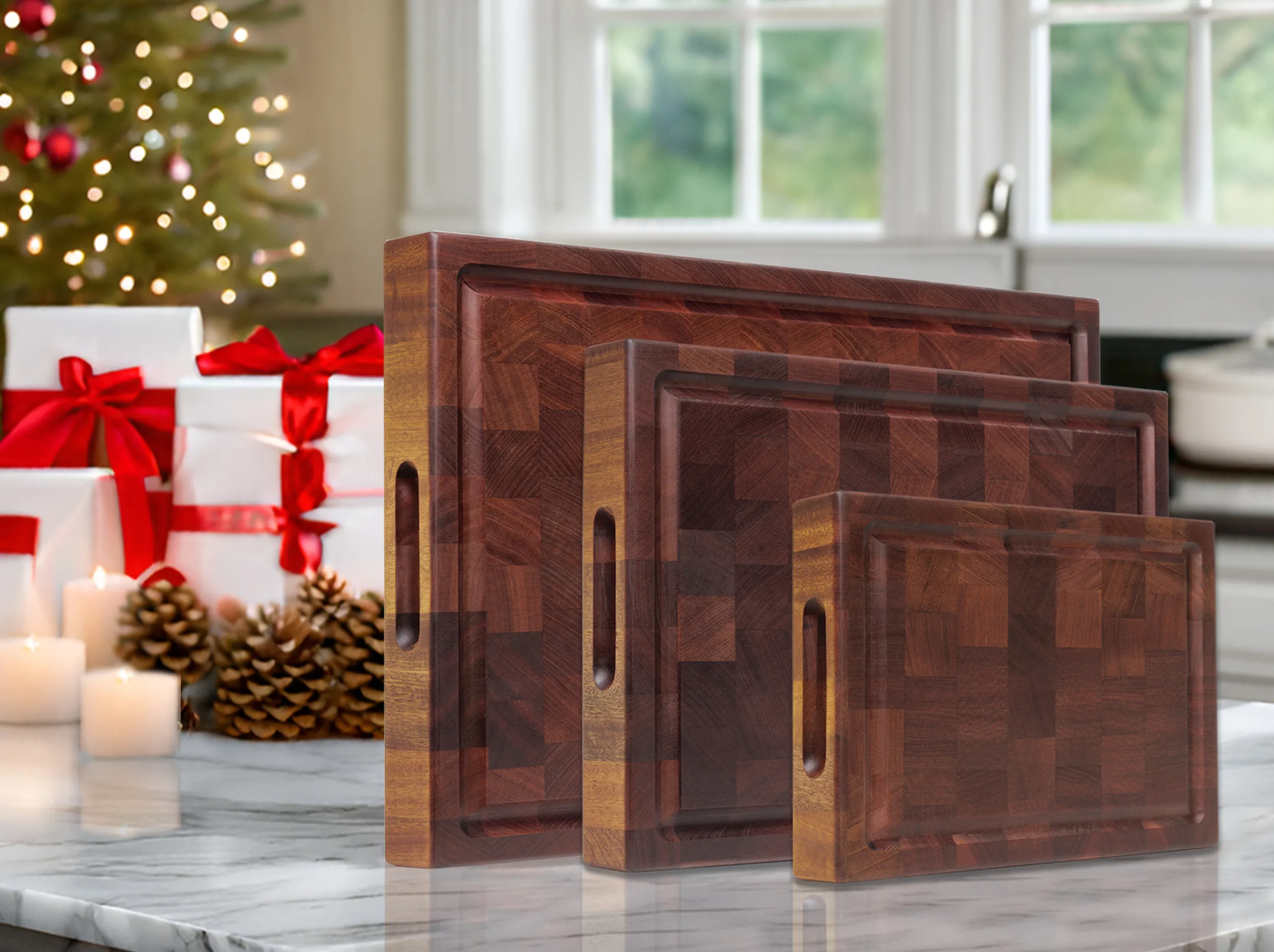 Reversible End Grain Mahogany Heavy-Duty Chopping Block